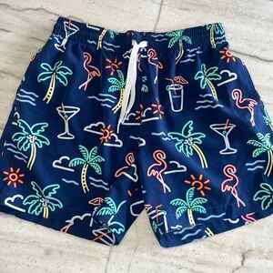 CHUBBIES SWIM SWIMMING TRUNKS SHORTS NEON LIGHTS PALM TREES FLAMINGOS MEDIUM